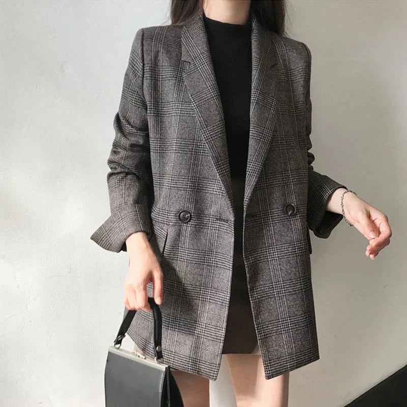 Imelda Plaid Long Blazer